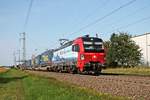 Am Nachmittag des 28.08.2019 fuhr LokRoll/SBBCI 193 467  Brig  mit dem  LKW Walter -KLV (Lübeck Skandinavienkai - Novara Boschetto) über die Rheintalbahn durch den Haltepunkt von Auggen in