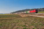 193 329 mit einem KLV-Zug bei Mitteldachstetten Richtung Ansbach, 24.01.2020