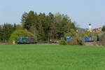 193 266 ELL/TXL mit einem LKW Walter KLV-Zug bei Seubersdorf Richtung Nürnberg, 23.04.2020