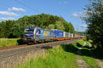 193 824 Railpool/RTB Cargo  Düren  mit einem KLV-Zug bei Postbauer-Heng Richtung Nürnberg, 06.07.2020