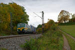 471 500 GySev mit einem LKW-Walter KLV-Zug bei Laaber Richtung Nürnberg, 24.10.2020