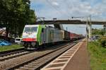 Durchfahrt am 16.05.2014 von der BLS Cargo Re 486 507 mit einem KLV in Orschweier, auf der KBS 703 gen Freiburg.