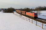 185 396 mit dem Erzzug (Hamburg - Linz) bei Postbauer-Heng, 28.02.2020