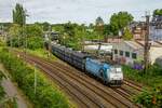 185 549-3 Captrain mit Kohlezug in Oberhausen Osterfeld, Juli 2022.