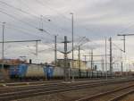 CFL 185 519-6 + 185 512-1 + 185 552-7 mit PKP Kohlewagen Richtung Erfurt, am 07.02.2014 in Weimar.