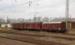 In Kassel Hbf standen am 04.04.2012 noch 3 gedeckte Gterwagen aus der Bundesbahnzeit abgestellt.