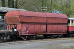 Ein offener Drehgestell-Schüttgutwagen im Eisenbahnmuseum Bochum-Dahlhausen.