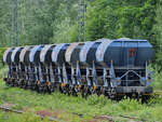 Ende Mai 2022 waren in Hattinger Bahnhofsnähe diese Schotterwagen abgestellt.