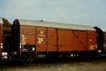 Geschlossener Waggon (Gmhs) auf der Fahrzeugschau  150 Jahre deutsche Eisenbahn  vom 3.