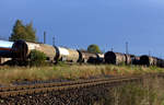 Die hier abgestellten Güterwagen stehen auf den Gleisen des ehemaligen Bahngeländes Altenburg Nord.Vermutlich werden sie im Waggonbau Altenburg GmbH aufgearbeitet.