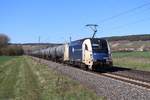 1216 952 der WienerLokalbahnCargo unterwegs mit einigen Kesselwagen fotografiert bei Retzbach-Zellingen am 06.04.2018  