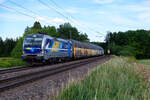 193 824 Railpool/RTB Cargo  Düren  mit ARS Altmann Autotransportzug bei Seubersdorf Richtung Nürnberg, 19.08.2020