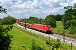 185 219 DB Cargo mit einem leeren Autotransportzug bei Postbauer-Heng Richtung Regensburg, 03.07.2021