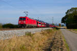 185 291 DB Cargo mit einem Autotransportzug bei Pölling Richtung Nürnberg, 18.10.2021