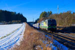 193 249 ELL/RTB Cargo  Connected by Mobility  mit einem Hödlmayr Autotransportzug bei Parsberg Richtung Regensburg, 14.01.2021