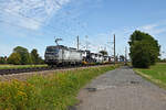 370 022 der PKP Cargo schleppte am 02.08.26 einen CLIP-Flachwagenzug, welcher mit MAN-Zugmaschinen beladen war, durch Radegast Richtung Leipzig.