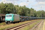 ATLU 185 609-5 kommt mit einem leeren Milspeed Autotransportzug durch Eystrup gefahren 12.9.2026