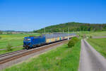 192 012 Northrail mit einem ARS Altmann Autotransportzug bei Oberdachstetten Richtung Ansbach, 14.05.2022