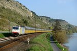 Auch die Rurtalbahn ließ sich am 02. April 2014 im Maintal blicken. 185 637 hatte einen Ganzzug am Haken, gebildet aus neuen ARS Autotransportwagen.