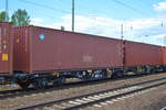 Seit einiger Zeit gibt es einen neuen Wageneinsteller für Container, die slowakische Firma Tenutado SK s.r.o, hier der Gelenk-Containertragwagen mit tschechischer Registrierung mit der Nr.