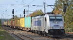 METRANS Rail s.r.o., Praha [CZ] mit  386 014-5  [NVR-Nummer: 91 54 7386 014-5 CZ-MT] und Containerzug am 22.10.19 Bf. Saarmund.
