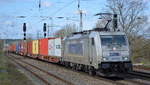 METRANS Rail s.r.o., Praha [CZ]  386 016-0  [NVR-Nummer: 91 54 7386 016-0 CZ-MT] mit Containerzug am 11.03.2 Bf. Saarmund. 