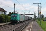 Mit einem Containerzug nach Belgien fuhr am Nachmittag des 25.05.2019 die ATLU/XRAIL 185 616-0, welche den Zug nur bis Aachen West bespannte, durch den Haltepuntk von Auggen über die Rheintalbahn