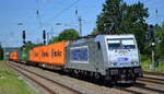 METRANS Rail s.r.o., Praha [CZ] mit  386 016-0  [NVR-Nummer: 91 54 7386 016-0 CZ-MT] und Containerzug am 15.06.20 Bf.