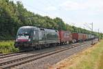 Mit dem  MAGETRA -Containerzug aus Italien fuhr am Mittag des 20.07.2019 die MRCE/XRAIL ES 64 U2-096 (182 596-7) beim Abzweig Leutersberg aus Richtung Schweiz kommend gen Freiburg (Brsg) Rbf.