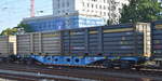 Tschechischer blauer Drehgestell-Containertragwagen vom Einsteller TSS Cargo a.s.