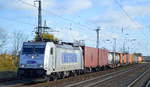 METRANS Rail s.r.o., Praha [CZ]  mit  386 014-5  [NVR-Nummer: 91 54 7386 014-5 CZ-MT) mit Containerzug am 05.11.20 Bf. Saarmund.