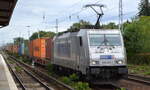 METRANS Rail s.r.o., Praha [CZ] mit  386 006-1  [NVR-Nummer: 91 54 7386 006-1 CZ-MT] und Containerzug am 16.09.21 Berlin Hirschgarten.
