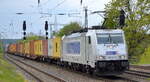 METRANS Rail s.r.o., Praha [CZ] mit  386 014-5  [NVR-Nummer: 91 54 7386 014-5 CZ-MT] und Containerzug am 04.05.22 Durchfahrt Bf. Saarmund.