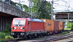 DB Cargo AG, Mainz [D] mit ihrer  187 210  [NVR-Nummer: 91 80 6187 210-0 D-DB] verlässt den Hamburger Hafen am 22.05.20 Bahnhof Hamburg Harburg.