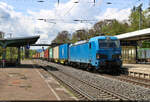 Schnell musste in Eichenberg der Bahnsteig gewechselt werden, um 192 043-8 (Siemens Smartron) mit ihren Kisten Richtung Göttingen noch aufnehmen zu können.