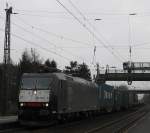 185 553-5 MRCE dispolok fhrt am 31.01.09 mit einem Containerzug durch Ashausen Richtung Norden.