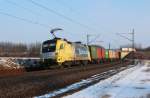 ES64U2 515  BOXXPRESS  war Mitte Mrz 2013 bei Burgstemmen (KBS 350) mit Containern auf dem Weg Richtung Gttingen.