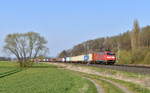 152 044 mit KT 50323 (Maschen Rbf - Regensburg Ost) am 09.04.2020 bei Sudheim