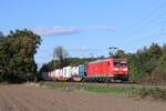 185 037-9 (DB) mit einem Containerzug in Ratingen Lintorf, 11.
