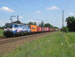 Railpool/Metrans 186 534 The Silkroad of Today mit einen Containerzug aus Polen nach Hamburg Waltershof am 29.06.2024 um 14:16 Uhr in Briesen (Mark=    Lok Nvr Nummer: 91 80 6 186 534-4 D-Rpool
