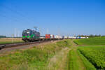193 252 ELL/TXL  We love to connect  mit einem Containerzug bei Gollhofen Richtung Ansbach, 03.09.2021