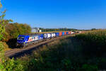 193 565 ELL/RTB Cargo  RTB Evolution  mit einem Containerzug bei Batzhausen Richtung Nürnberg, 10.10.2021