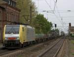 Dispolok E 189-995 SE f�hrt mit ihrem G�terzug in Ladenburg Richtung Weinheim. 16.04.3009