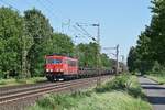 Railpool 155 192, vermietet an DB Cargo, mit gemischtem Güterzug in Richtung Hannover (Dörverden, 24.05.18).