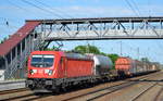 DB Cargo Deutschland AG mit 187 123  [NVR-Nummer: 91 80 6187 123-5 D-DB] und gemischtem Güterzug am 13.06.19 Saarmund Bahnhof.