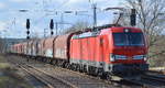 DB Cargo AG [D]  193 381  [NVR-Nummer: 91 80 6193 381-1 D-DB] und gemischtem Güterzug von Seddin nach Ziltendorf EKO am 25.02.20 Bf. Saarmund.