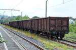 Ein Güterzug war Mitte Juli 2020 am Bahnhof Hattingen abgestellt.
