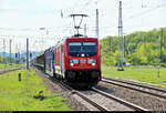 Gemischter Gz mit 187 174-8 DB durchfährt den Bahnhof Angersdorf auf der Bahnstrecke Halle–Hann.