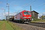 Durchfahrt am Nachmittag des 28.09.2019 von der 193 397, welche zum Zeitpunkt der Aufnahme noch Fabrikneu war,  mit einem gemischten Güterzug (Mannheim Rbf - Basel Bad Rbf) durch den Haltepunkt