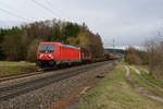 187 140 mit einem gemischten Güterzug bei Postbauer-Heng Richtung Nürnberg, 02.03.2020